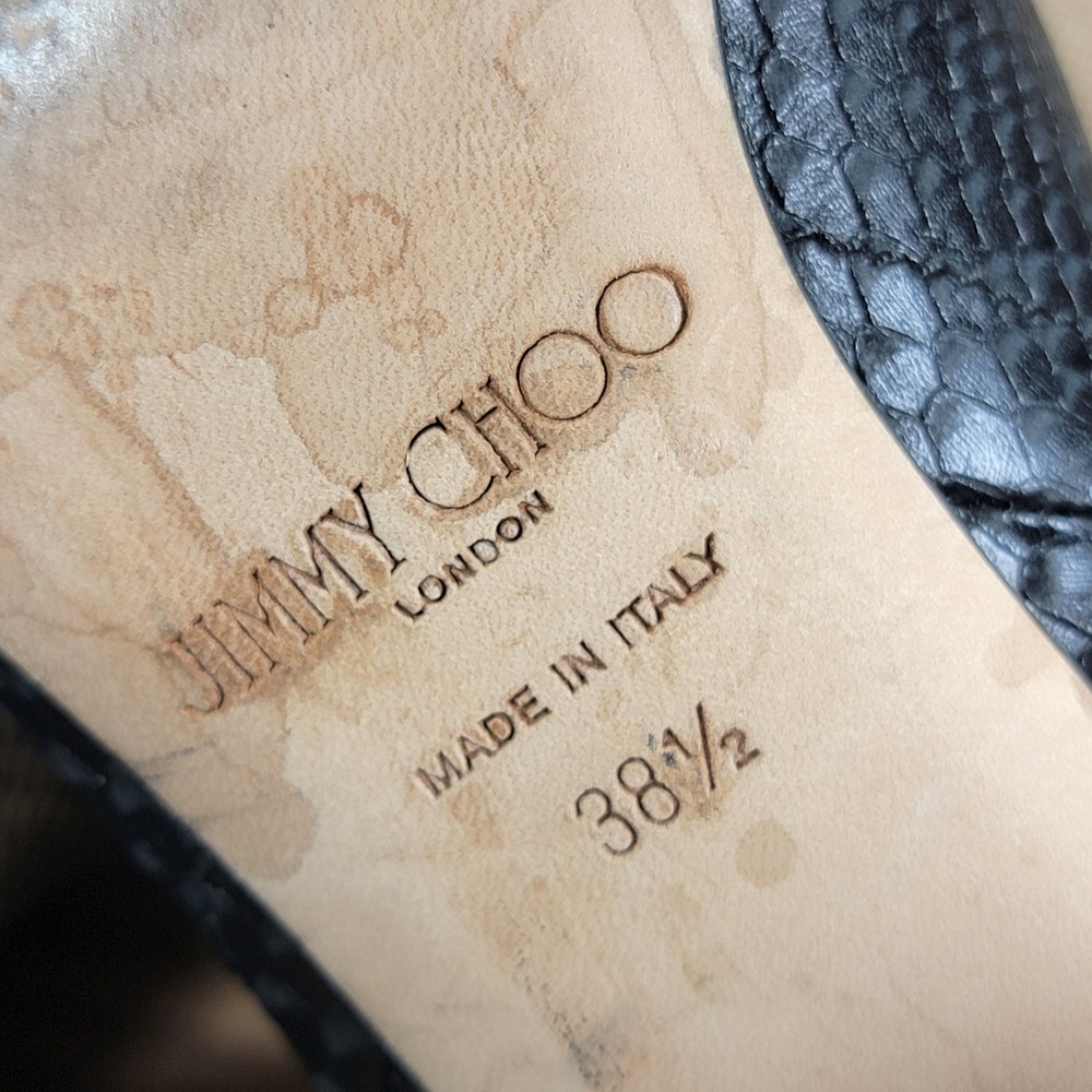 Jimmy Choo Ankle Boots Snakeskin Embossed Leather Black Women's EU 38.5 US 8.5 - Picture 8 of 9